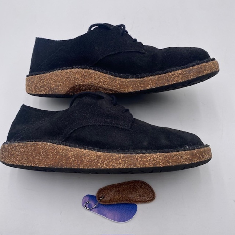 Birkenstock Gary Black Suede Lace Up Shoes Women 9 Men 7 Comfort Flat 1013439 - Picture 8 of 14